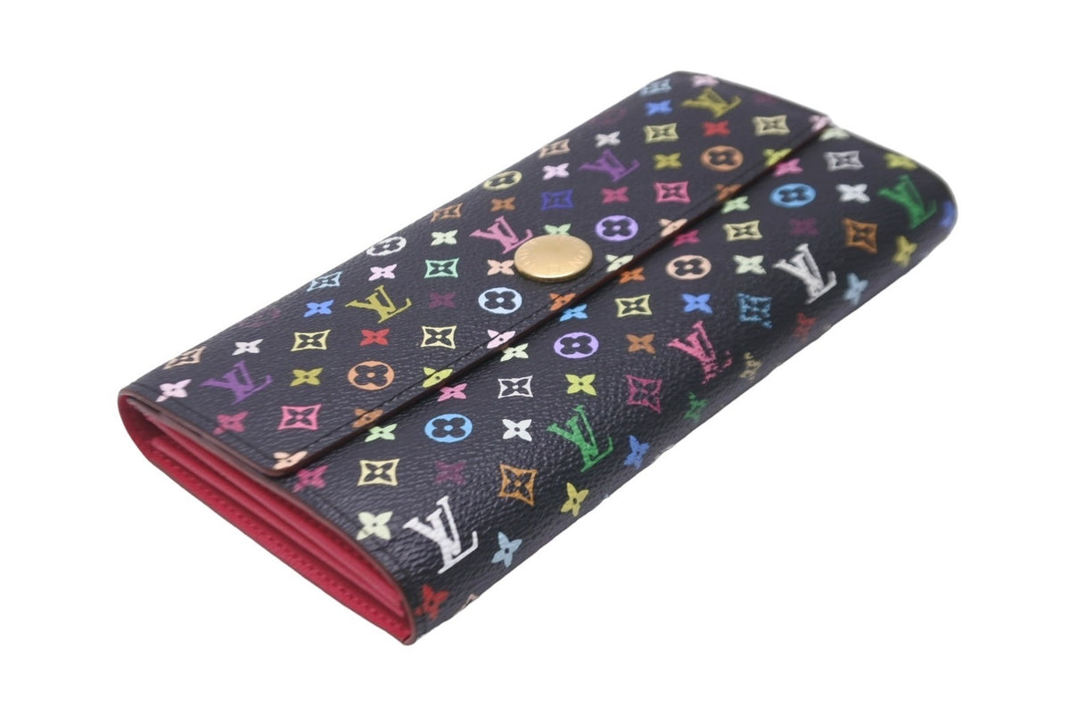 ルイヴィトン マルチカラー ブラック×ピンク ポルトフォイユ サラ M93747 LOUIS VUITTON（ルイ・ヴィトン） 中古 ポルトフォイユ・サラ マルチ