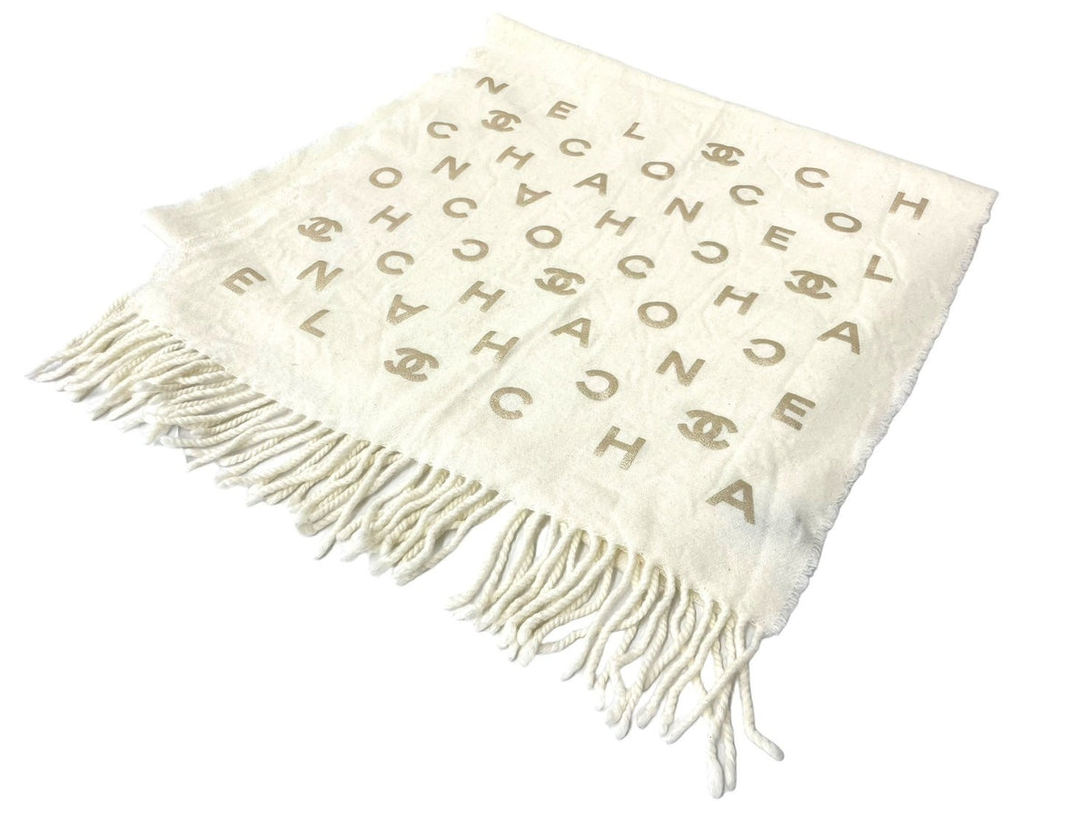 CHANEL シャネル マフラー ストール ロゴ ココマーク アイボリー