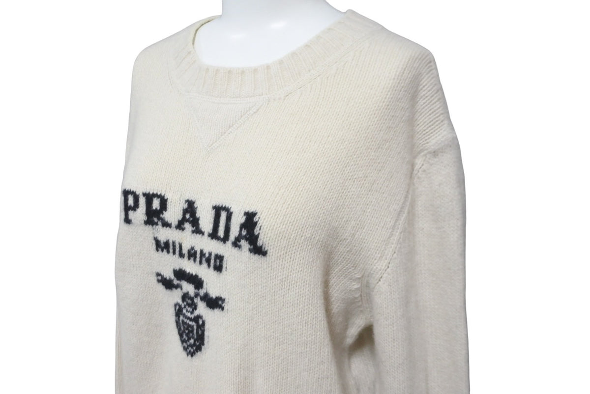 PRADA プラダ ニット クルーネック セーター 21SS ベージュ ウール カシミヤ サイズ38 P24G1V 美品 中古 59813 –  Casanova Vintage