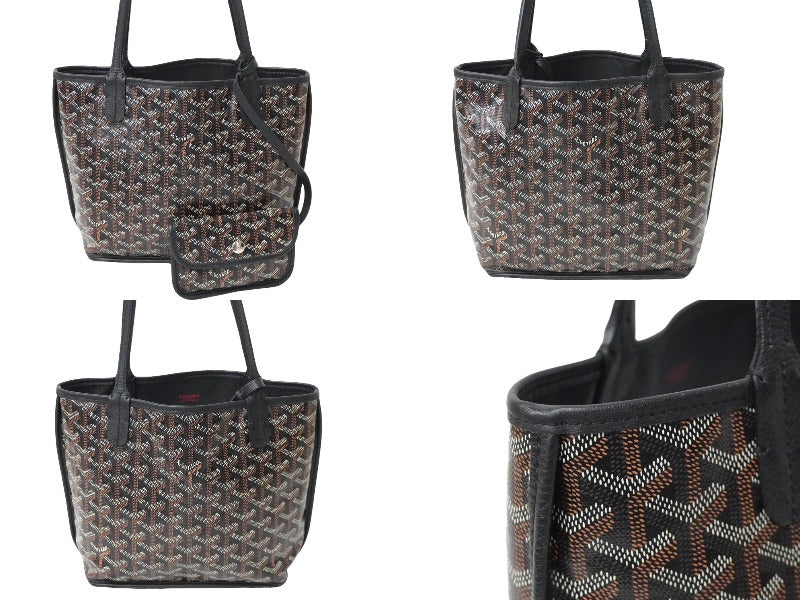 GOYARD ゴヤール アンジュ ミニ ハンドバッグ リバーシブル ミニトートバッグ ブラック PVCコーティングキャンバス 美品 中古 61195  – Casanova Vintage