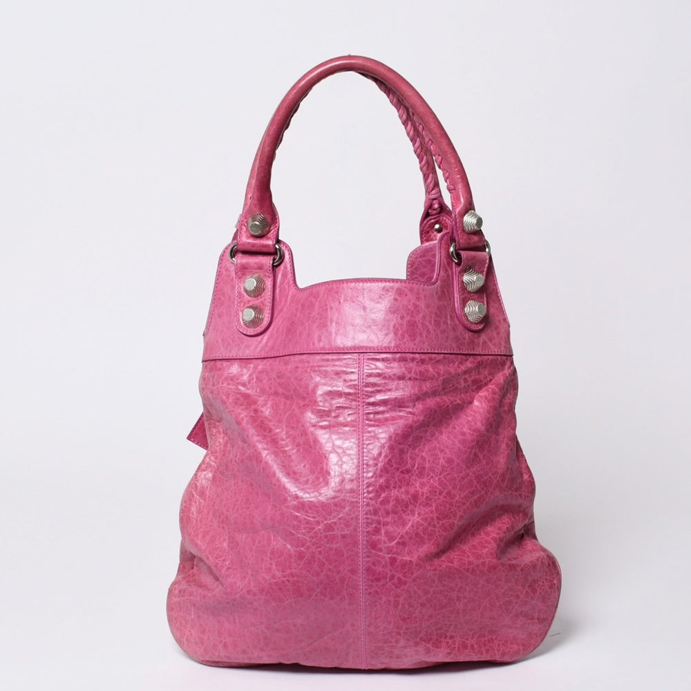 極美品 BALENCIAGA バレンシアガ ジャイアント スリム 2WAY ハンドバッグ ピンク 192911 レザー シルバー金具 中古 4a000061