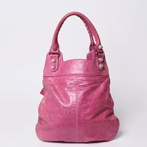 Very Good Condition BALENCIAGA Giant Slim 2WAY Handbag Pink 192911 Leather Silver Hardware Used 4a000061