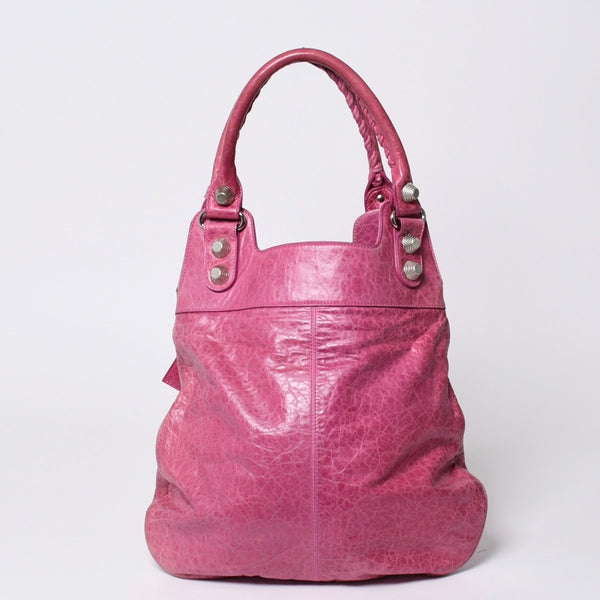Very Good Condition BALENCIAGA Giant Slim 2WAY Handbag Pink 192911 Leather Silver Hardware Used 4a000061