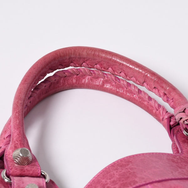 Very Good Condition BALENCIAGA Giant Slim 2WAY Handbag Pink 192911 Leather Silver Hardware Used 4a000061
