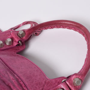 Very Good Condition BALENCIAGA Giant Slim 2WAY Handbag Pink 192911 Leather Silver Hardware Used 4a000061