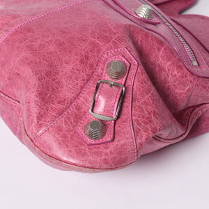 Very Good Condition BALENCIAGA Giant Slim 2WAY Handbag Pink 192911 Leather Silver Hardware Used 4a000061