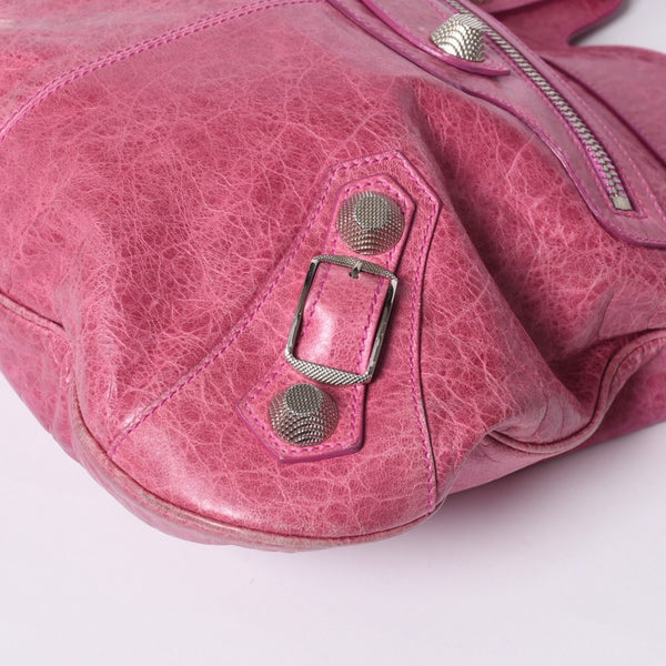 Very Good Condition BALENCIAGA Giant Slim 2WAY Handbag Pink 192911 Leather Silver Hardware Used 4a000061