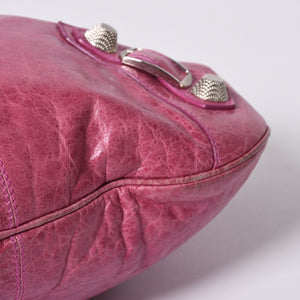 Very Good Condition BALENCIAGA Giant Slim 2WAY Handbag Pink 192911 Leather Silver Hardware Used 4a000061