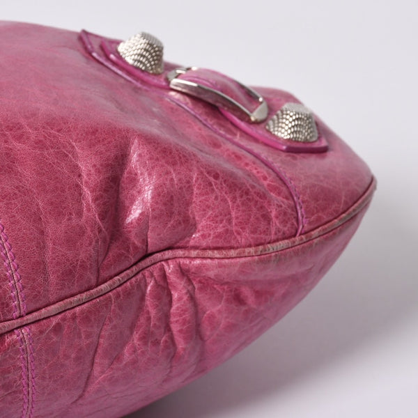 Very Good Condition BALENCIAGA Giant Slim 2WAY Handbag Pink 192911 Leather Silver Hardware Used 4a000061