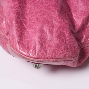 Very Good Condition BALENCIAGA Giant Slim 2WAY Handbag Pink 192911 Leather Silver Hardware Used 4a000061