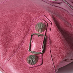 Very Good Condition BALENCIAGA Giant Slim 2WAY Handbag Pink 192911 Leather Silver Hardware Used 4a000061