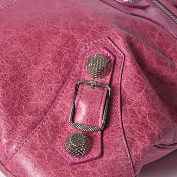 Very Good Condition BALENCIAGA Giant Slim 2WAY Handbag Pink 192911 Leather Silver Hardware Used 4a000061