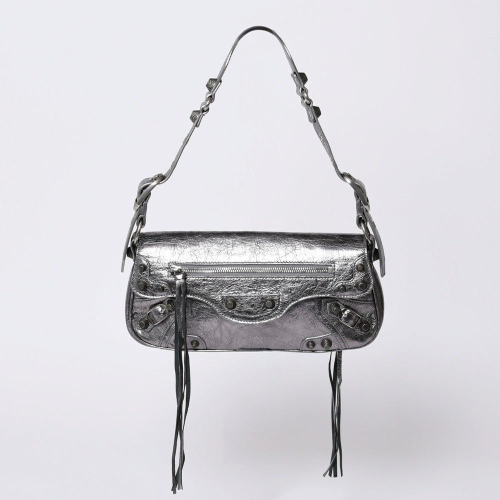 極美品 BALENCIAGA バレンシアガ ル カーゴル スリングバッグ シルバー メタリック 77 1640 レザー ワンショルダーバッグ 77160 8103 N 643888 4a000037