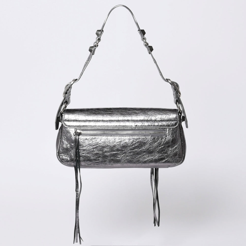 極美品 BALENCIAGA バレンシアガ ル カーゴル スリングバッグ シルバー メタリック 77 1640 レザー ワンショルダーバッグ 77160 8103 N 643888 4a000037