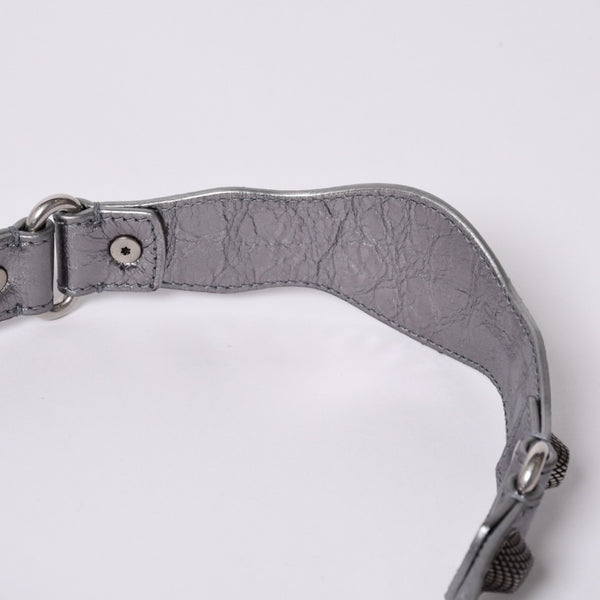 極美品 BALENCIAGA バレンシアガ ル カーゴル スリングバッグ シルバー メタリック 77 1640 レザー ワンショルダーバッグ 77160 8103 N 643888 4a000037