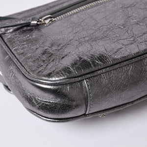 極美品 BALENCIAGA バレンシアガ ル カーゴル スリングバッグ シルバー メタリック 77 1640 レザー ワンショルダーバッグ 77160 8103 N 643888 4a000037