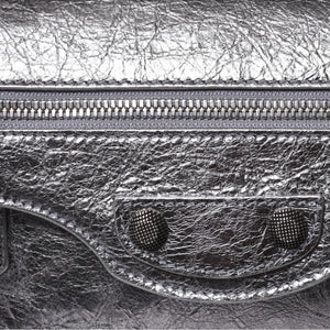 極美品 BALENCIAGA バレンシアガ ル カーゴル スリングバッグ シルバー メタリック 77 1640 レザー ワンショルダーバッグ 77160 8103 N 643888 4a000037
