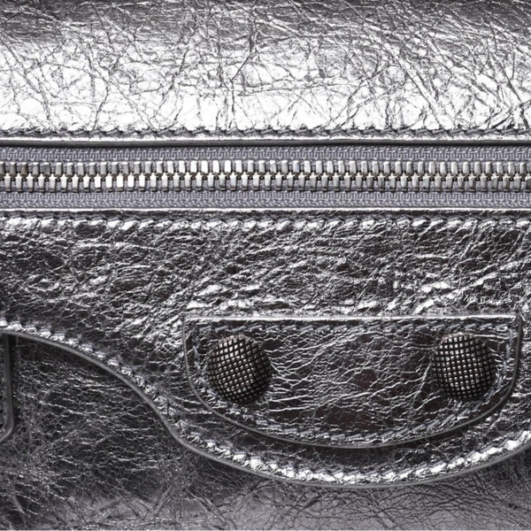 極美品 BALENCIAGA バレンシアガ ル カーゴル スリングバッグ シルバー メタリック 77 1640 レザー ワンショルダーバッグ 77160 8103 N 643888 4a000037