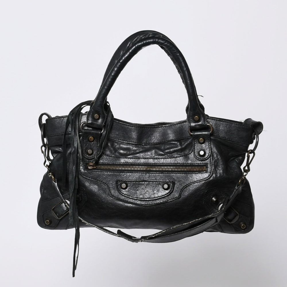 BALENCIAGA バレンシアガ LE CITY FIRST ザ ファースト 2WAYバッグ 103208 レザー ブラック 美品 中古 4a000046