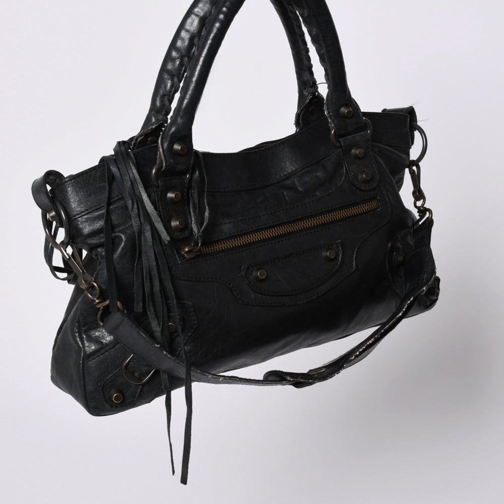 BALENCIAGA バレンシアガ LE CITY FIRST ザ ファースト 2WAYバッグ 103208 レザー ブラック 美品 中古 4a000046