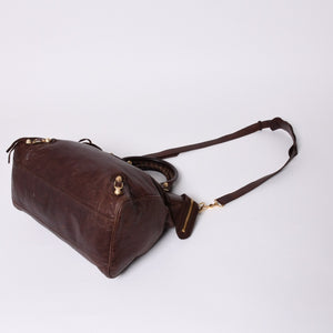 BALENCIAGA The Velo Shoulder Handbag 2way 282010 Brown Leather Champagne Gold Hardware Good Condition Used 4a000039