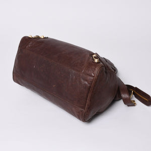 BALENCIAGA The Velo Shoulder Handbag 2way 282010 Brown Leather Champagne Gold Hardware Good Condition Used 4a000039