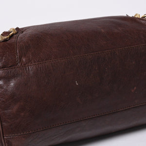 BALENCIAGA The Velo Shoulder Handbag 2way 282010 Brown Leather Champagne Gold Hardware Good Condition Used 4a000039