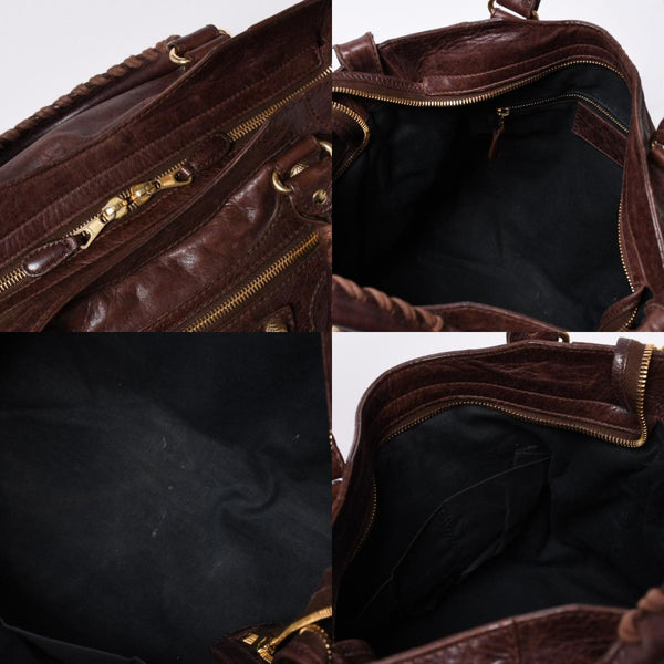 BALENCIAGA The Velo Shoulder Handbag 2way 282010 Brown Leather Champagne Gold Hardware Good Condition Used 4a000039
