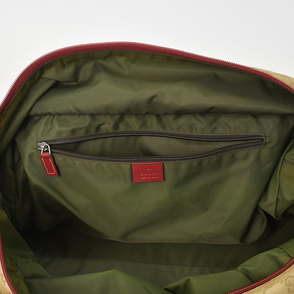 GUCCI GG Canvas Boston Bag Boston Bag Sherry Line 153240 Leather Brown Red Good Condition Used 4a000175