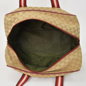 GUCCI GG Canvas Boston Bag Boston Bag Sherry Line 153240 Leather Brown Red Good Condition Used 4a000175