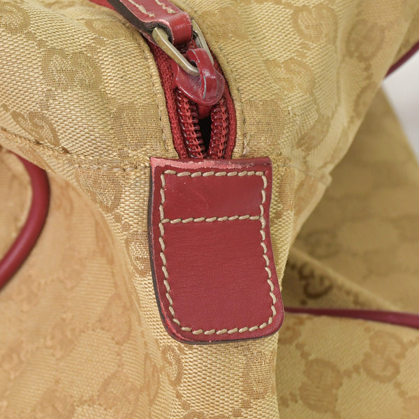 GUCCI GG Canvas Boston Bag Boston Bag Sherry Line 153240 Leather Brown Red Good Condition Used 4a000175