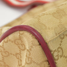 画像をギャラリービューアに読み込む, GUCCI GGキャンバス Boston Bag ボストンバッグ シェリーライン 153240 レザー ブラウン レッド 美品 中古 4a000175