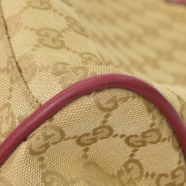 GUCCI GG Canvas Boston Bag Boston Bag Sherry Line 153240 Leather Brown Red Good Condition Used 4a000175