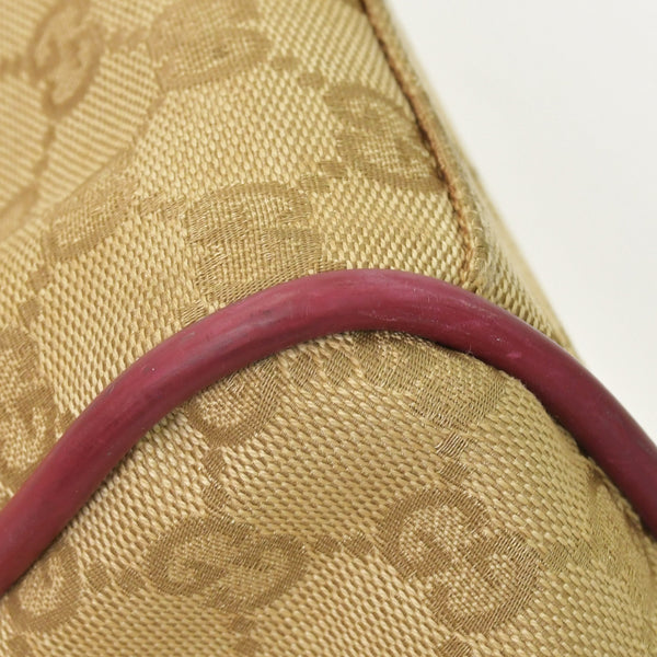 GUCCI GG Canvas Boston Bag Boston Bag Sherry Line 153240 Leather Brown Red Good Condition Used 4a000175