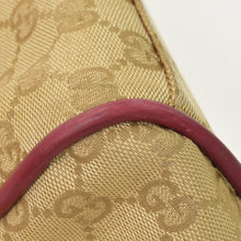 画像をギャラリービューアに読み込む, GUCCI GGキャンバス Boston Bag ボストンバッグ シェリーライン 153240 レザー ブラウン レッド 美品 中古 4a000175