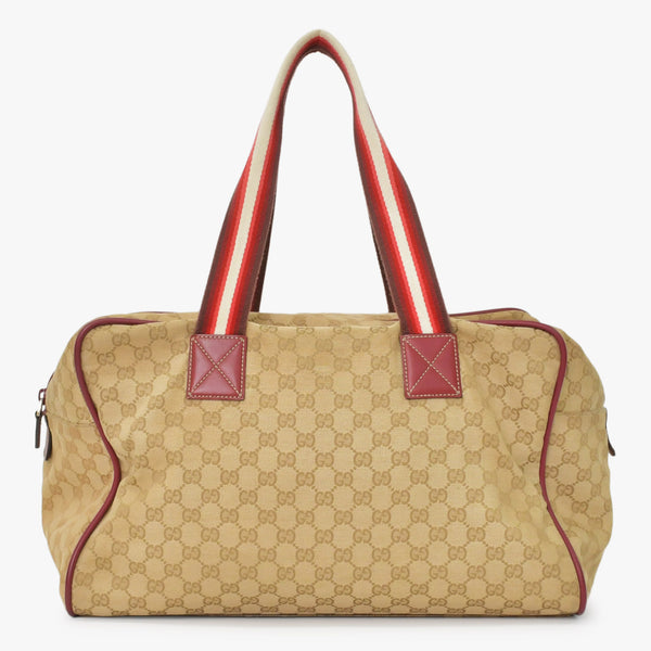GUCCI GG Canvas Boston Bag Boston Bag Sherry Line 153240 Leather Brown Red Good Condition Used 4a000175