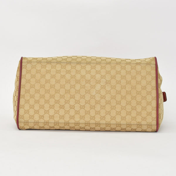 GUCCI GG Canvas Boston Bag Boston Bag Sherry Line 153240 Leather Brown Red Good Condition Used 4a000175