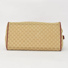 画像をギャラリービューアに読み込む, GUCCI GGキャンバス Boston Bag ボストンバッグ シェリーライン 153240 レザー ブラウン レッド 美品 中古 4a000175