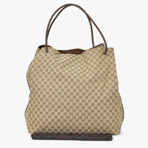 GUCCI グッチ GGキャンバス Large Tote Bag ラージトートバッグ ベージュ ブラウン 101268 美品 中古 4a000199