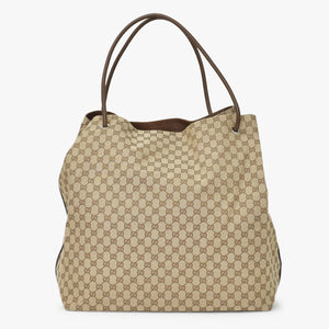 GUCCI グッチ GGキャンバス Large Tote Bag ラージトートバッグ ベージュ ブラウン 101268 美品 中古 4a000199