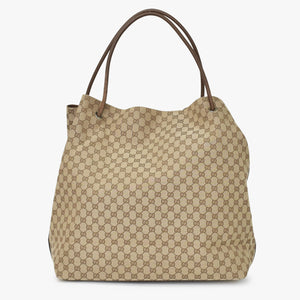 GUCCI グッチ GGキャンバス Large Tote Bag ラージトートバッグ ベージュ ブラウン 101268 美品 中古 4a000199
