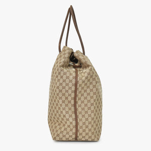 GUCCI グッチ GGキャンバス Large Tote Bag ラージトートバッグ ベージュ ブラウン 101268 美品 中古 4a000199