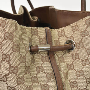 GUCCI グッチ GGキャンバス Large Tote Bag ラージトートバッグ ベージュ ブラウン 101268 美品 中古 4a000199
