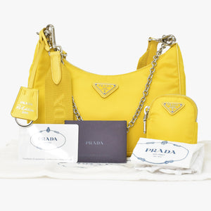 PRADA Shoulder Bag Shoulder Bag Re-Edition 2005 Re-Nylon Nylon 2WAY Bag Yellow Good Condition Used 4a000272