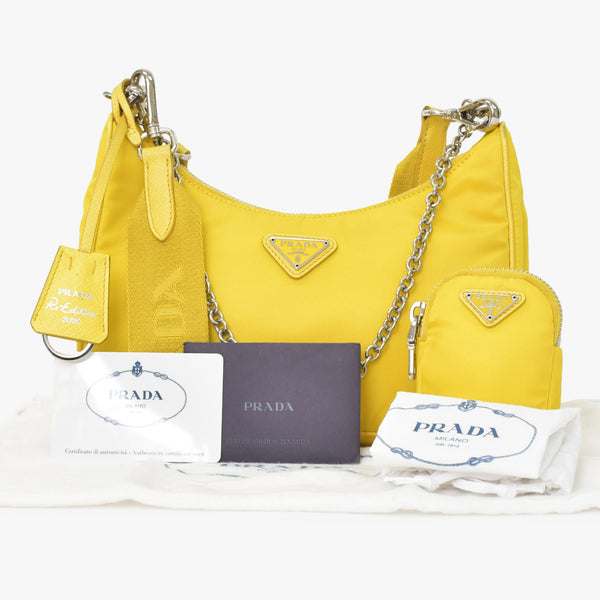 PRADA Shoulder Bag Shoulder Bag Re-Edition 2005 Re-Nylon Nylon 2WAY Bag Yellow Good Condition Used 4a000272