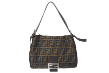 画像をギャラリービューアに読み込む, FENDI フェンディ ズッカ柄 マンマバケット ワンショルダーバッグ ブラウン キャンバス レザー シルバー金具 ロゴ 美品 中古 4b000296