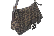 画像をギャラリービューアに読み込む, FENDI フェンディ ズッカ柄 マンマバケット ワンショルダーバッグ ブラウン キャンバス レザー シルバー金具 ロゴ 美品 中古 4b000296