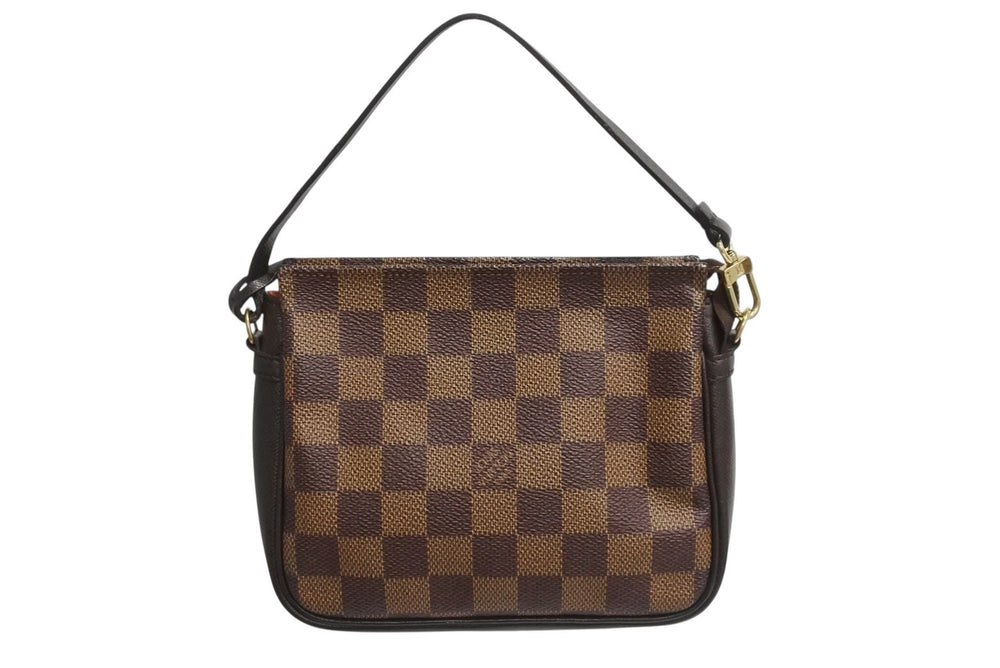 Very Good LOUIS VUITTON Truth Makeup Pouch Handbag N51982 Damier Canvas Brown Gold Hardware Used 4b003425