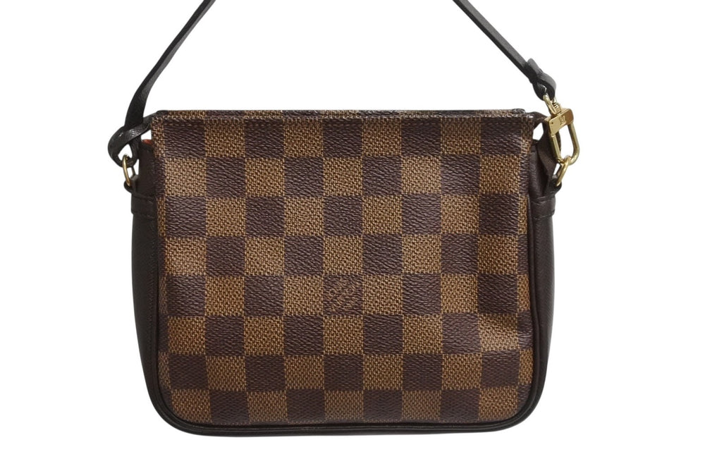 Very Good LOUIS VUITTON Truth Makeup Pouch Handbag N51982 Damier Canvas Brown Gold Hardware Used 4b003425