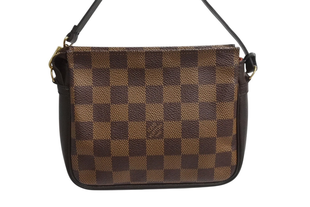 Very Good LOUIS VUITTON Truth Makeup Pouch Handbag N51982 Damier Canvas Brown Gold Hardware Used 4b003425